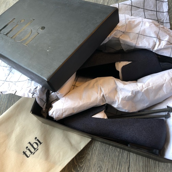 TIBI ANYA BLack/Navy Pointy Toe Loafers - Picture 7 of 7